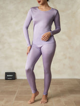 [Viola] SilkSilky-IT Manica lunga Scollo rotondo Intimo Lungo Donna 004