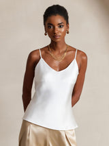 [Bianco] SilkSilky-IT Spaghetti Strap V Neck Cami 001