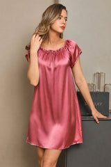 [Malva Pallido] SilkSilky-IT Cap Sleeve Square Neck Camicia da notte 001
