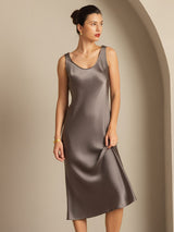 [Kaki Scuro] SilkSilky-IT Sleeveless Vestiti da donna 007