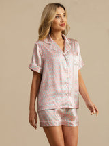[Rosa Cuore Geo] SilkSilky-IT Maniche Corte Pigiami da donna 004