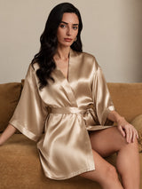 [Oro Champagne] SilkSilky-IT 3/4 Sleeve Vestaglia da donna 005