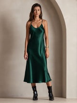 [Verde Scuro] SilkSilky-IT Sleeveless V Neck Camicia da notte 003