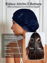 [Blu Scuro] SilkSilky-IT Cuffia di seta 004