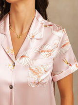 [Rosa] SilkSilky-IT Short Sleeve Lapel Collar Pigiami da donna 004
