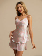 [Rosa Cuore Geo] SilkSilky-IT Sleeveless V Neck Set di Bretelle 004