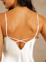 [Bianco] SilkSilky-IT Sleeveless V Neck Camicia da notte 005