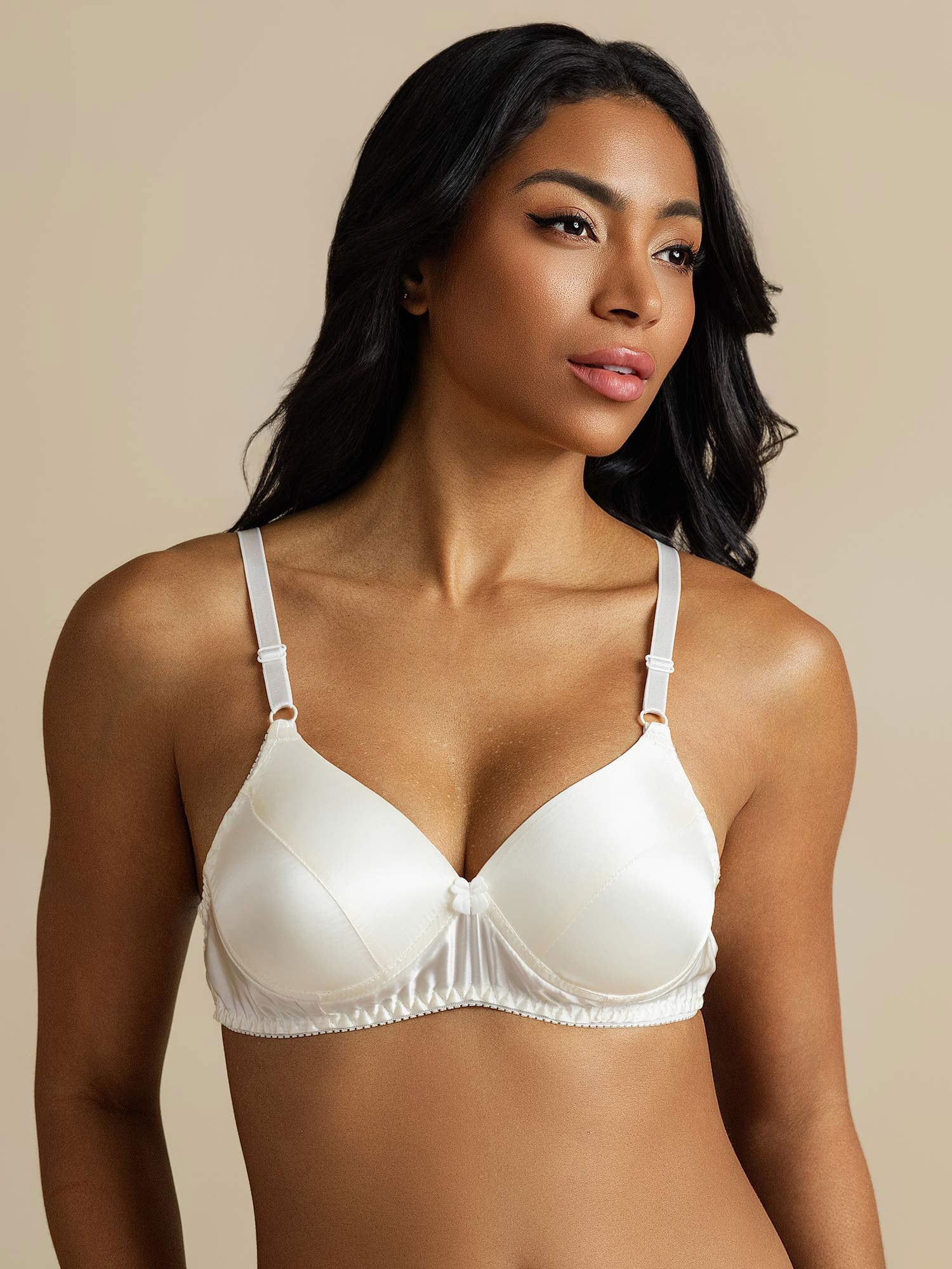 [Bianco] SilkSilky-IT Seta pura Bra 007,