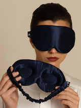 [Blu Scuro] SilkSilky-IT Mascherina da Notte 001
