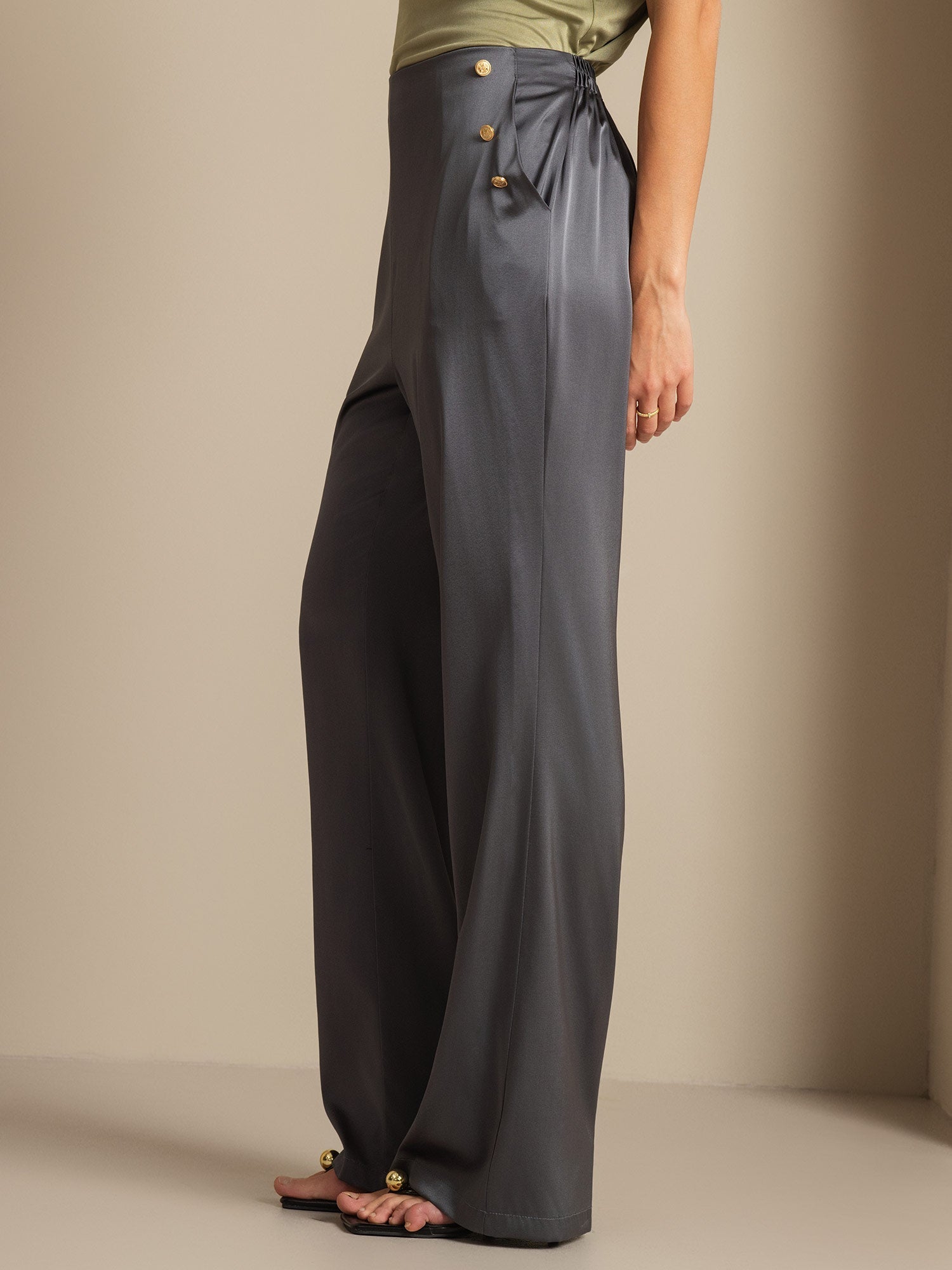 [Grigio Scuro] SilkSilky-IT 19Momme Seta Womens Pants 006,