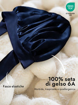 [Blu Scuro] SilkSilky-IT Cuffia di seta 002