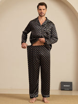 [Catena Nera] SilkSilky-IT Long Sleeve Lapel Collar Pigiami da uomo 005
