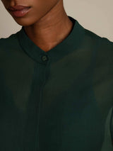 [Verde Scuro] SilkSilky-IT Seta pura Womens Shirt 004