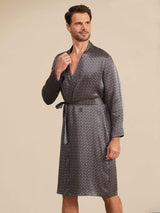 [Ginkgo Nero] SilkSilky-IT Long Sleeve V Neck Vestaglia da uomo 004
