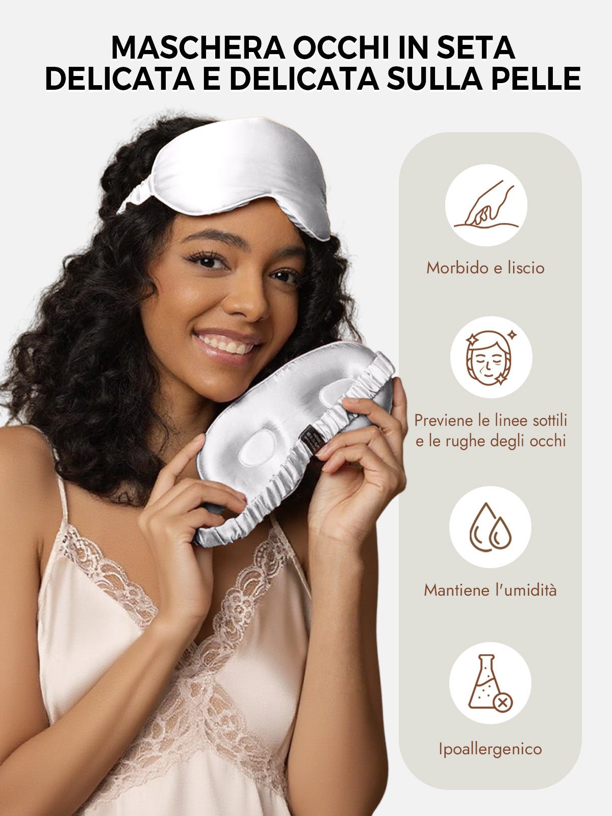 [Grigio Chiaro] SilkSilky-IT Seta pura Eye Mask 003