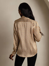[Floral] SilkSilky-IT Long Sleeve Lapel Collar Camicie da donna 002
