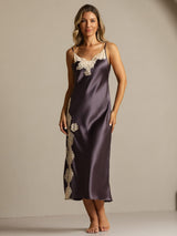 [Grigio Porpora] SilkSilky-IT Sleeveless V Neck Camicia da notte 008