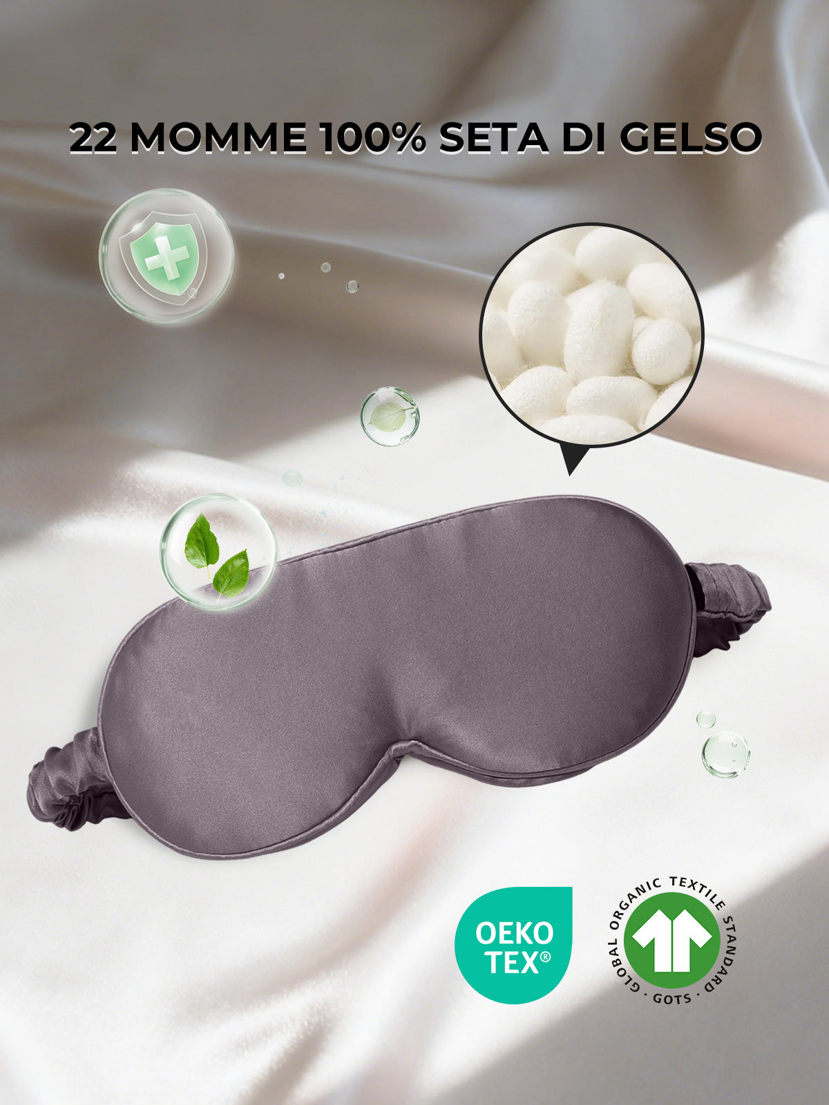 [Grigio Scuro] SilkSilky-IT Seta pura Eye Mask 002