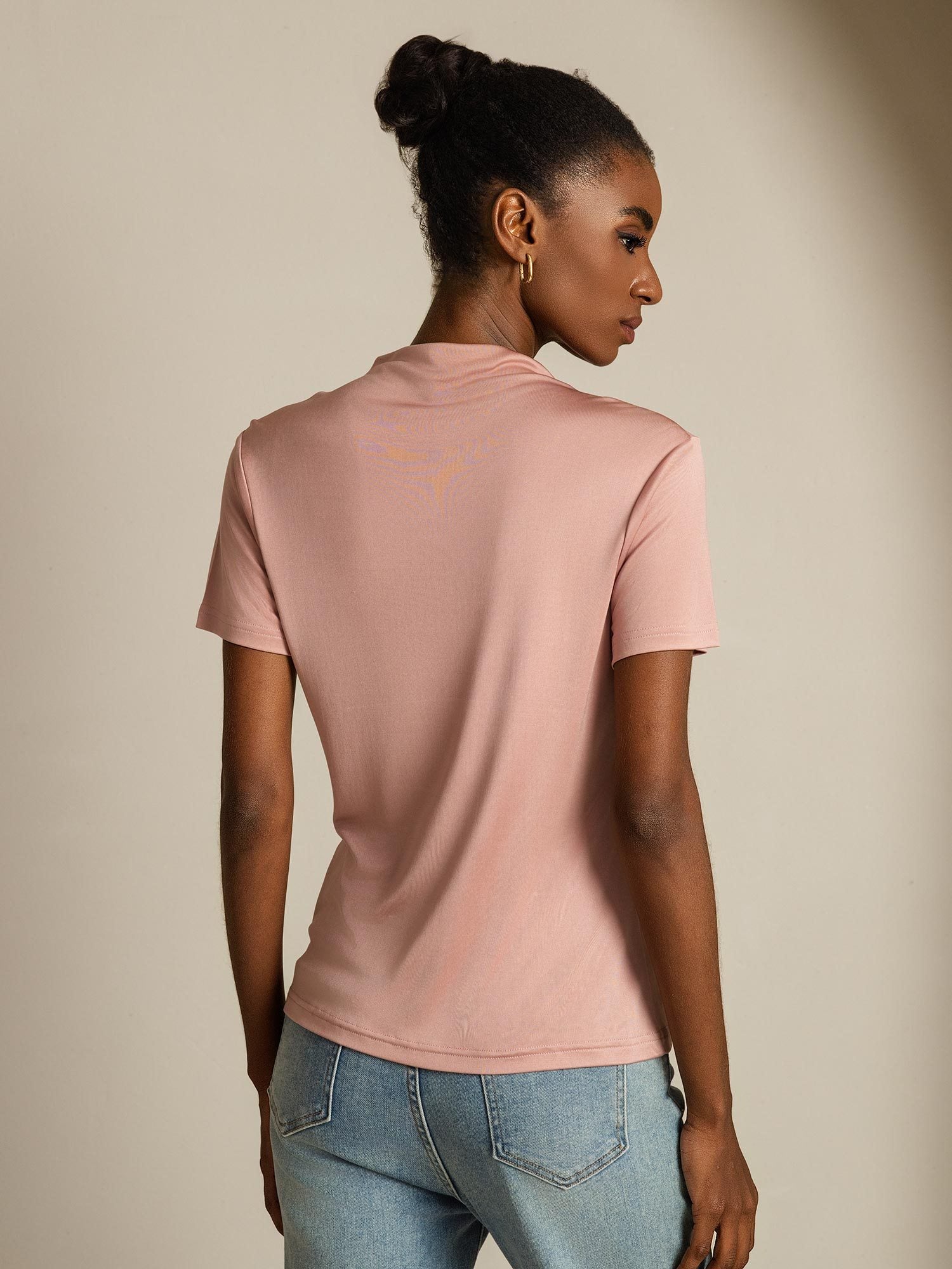[Rosa] SilkSilky-IT Seta pura Colletto risvolto Magliette donna 002