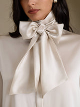 [Grigio Chiaro] SilkSilky-IT Long Sleeve High Neck Bluse 004