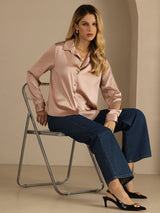 [Toscana] SilkSilky-IT Long Sleeve Lapel Collar Camicie da donna 006