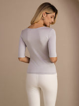[Grigio Chiaro] SilkSilky-IT Half Sleeve Magliette donna 002