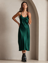 [Verde Scuro] SilkSilky-IT Sleeveless V Neck Camicia da notte 006