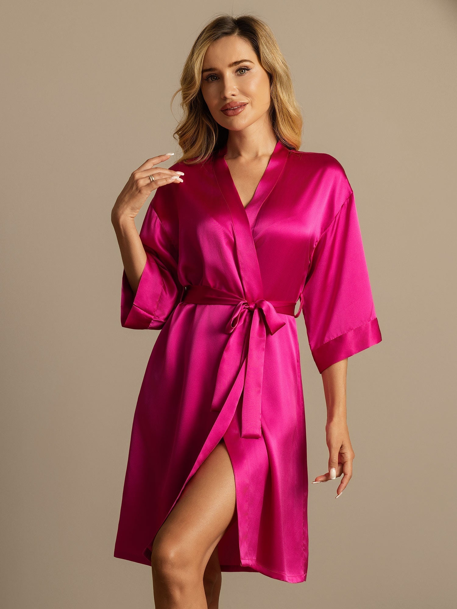 [Rosa Rossa] SilkSilky-IT A tre quarti Vestaglia da donna 005