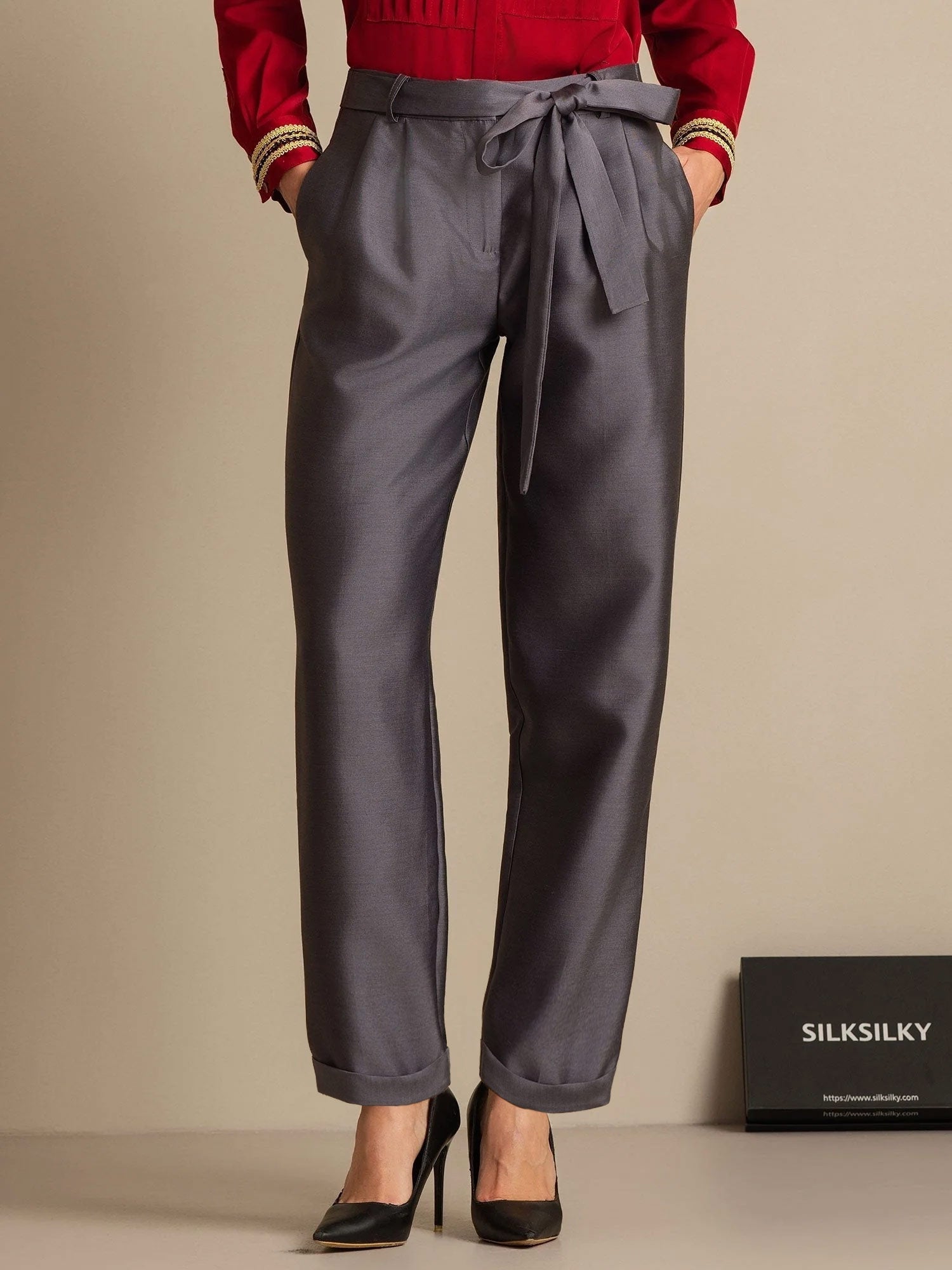 [Grigio] SilkSilky-IT 32Momme Seta Womens Pants 001