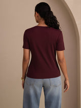 [Vino] SilkSilky-IT Short Sleeve V Neck Magliette donna 002