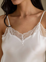 [Bianco] SilkSilky-IT Sleeveless Sweetheart Neck Camicia da notte 004