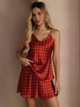 [Catena Borgogna] SilkSilky-IT Sleeveless V Neck Set di Bretelle 005