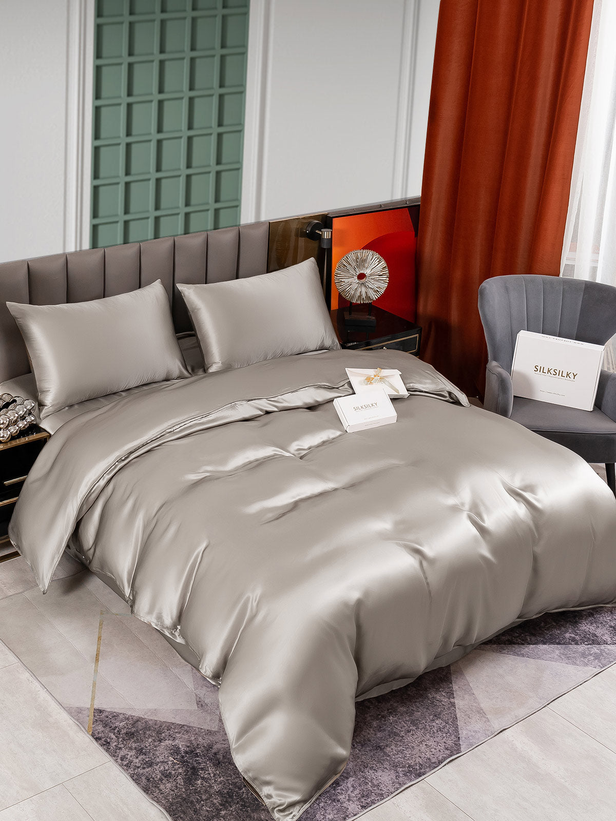 [Grigio] SilkSilky-IT 25Momme Seta pura Bedding Set 002