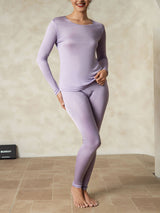 [Viola] SilkSilky-IT Manica lunga Scollo rotondo Intimo Lungo Donna 003