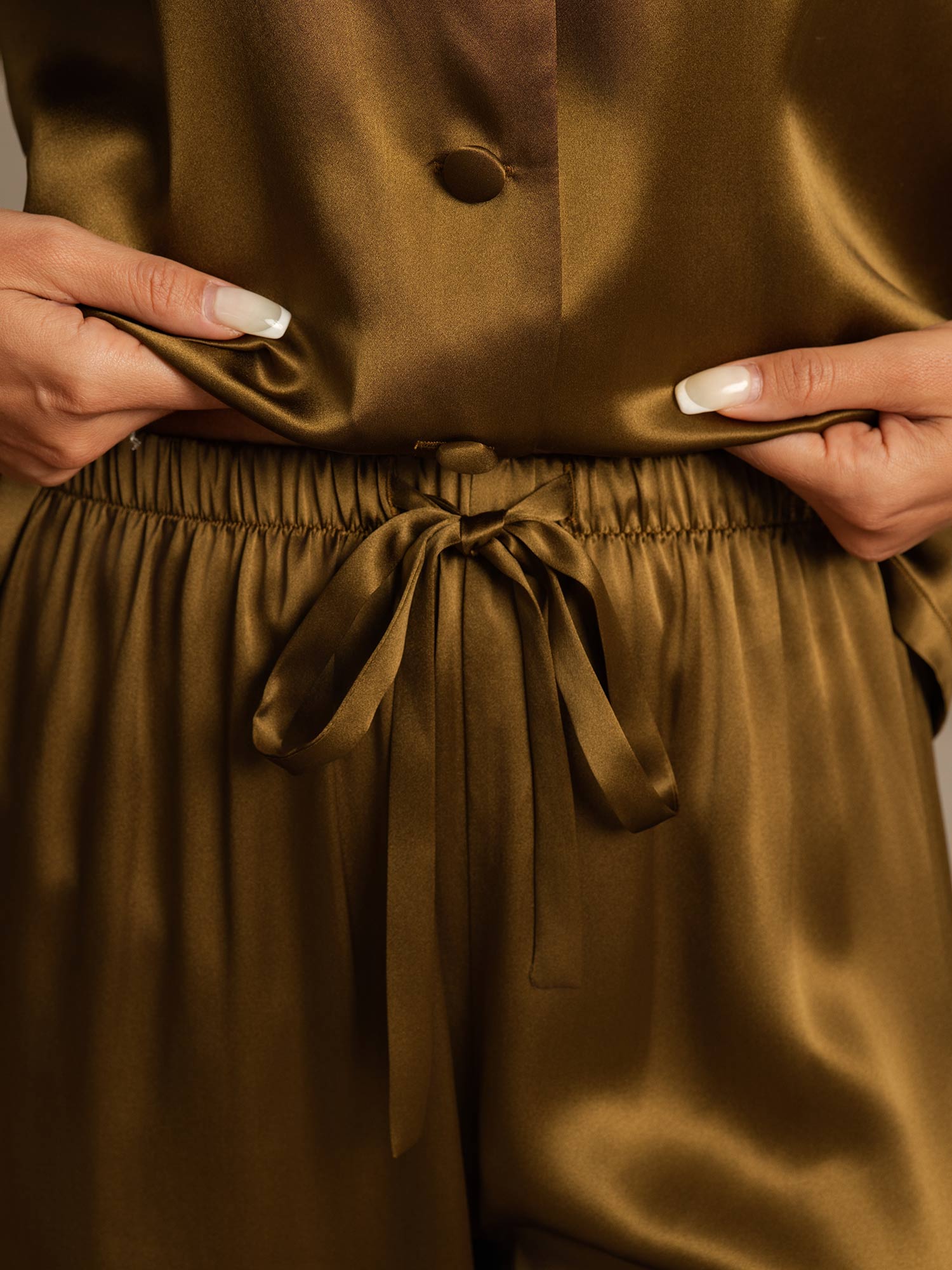 [Marrone] SilkSilky-IT Seta pura Womens Pajamas 007,