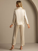 [Champagne] SilkSilky-IT Long Sleeve Lapel Collar Pigiami da donna 002
