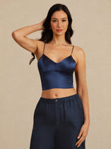 [Blu Scuro] SilkSilky-IT Spaghetti Strap V Neck Cami 001