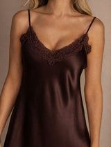 [Marrone] SilkSilky-IT Sleeveless V Neck Camicia da notte 004