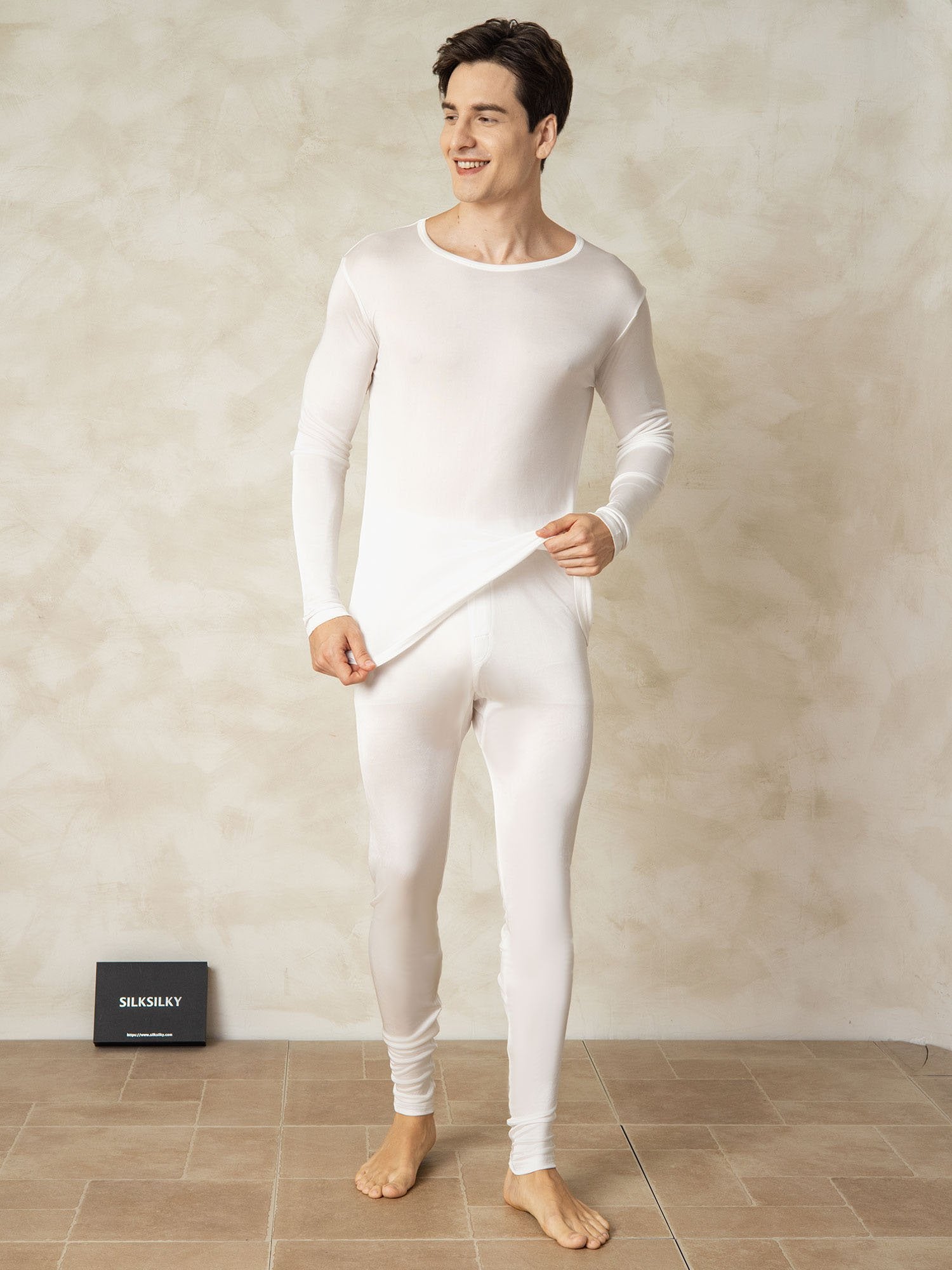 [Bianco] SilkSilky-IT Seta Mens Pajamas 003