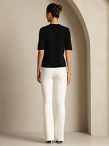 [Nero] SilkSilky-IT Half Sleeve Crew Neck Magliette donna 004