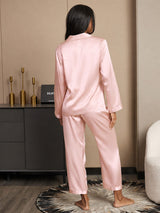 [Rosa Chiaro] SilkSilky-IT Long Sleeve Lapel Collar Pigiami da donna 002