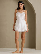 [Bianco] SilkSilky-IT Sleeveless Sweetheart Neck Camicia da notte 010