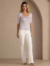 [Grigio Chiaro] SilkSilky-IT Half Sleeve Magliette donna 005