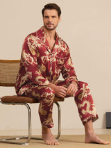[Drago Vino] SilkSilky-IT Long Sleeve Lapel Collar Pigiami da uomo 005