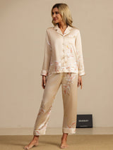 [Champagne] SilkSilky-IT Long Sleeve Lapel Collar Pigiami da donna 007