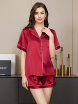 [Vino] SilkSilky-IT Short Sleeve Lapel Collar Pigiami da donna 001