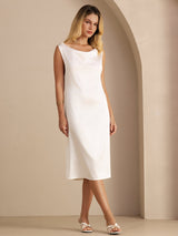 [Bianco] SilkSilky-IT Sleeveless Cowl Neck Vestiti da donna 001