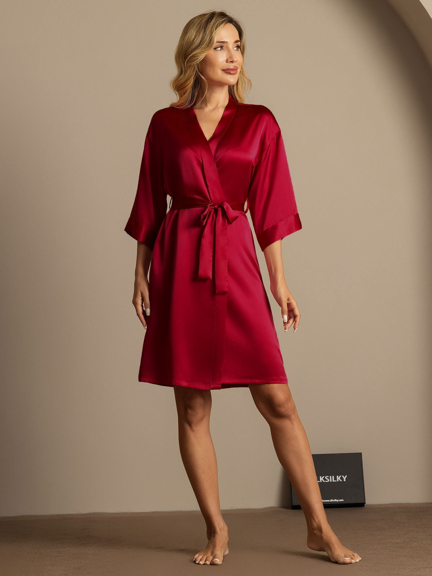 [Vino] SilkSilky-IT A tre quarti Vestaglia da donna 006