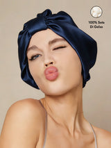 [Blu Scuro] SilkSilky-IT Cuffia di seta 001