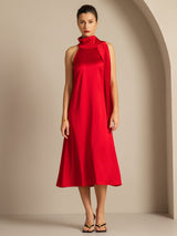 [Rosso] SilkSilky-IT Sleeveless Halter Vestiti da donna 007